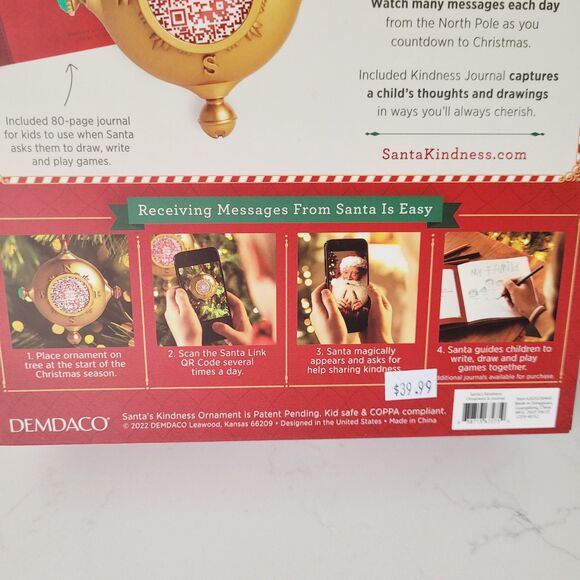 Christmas Ornament Santas Kindness Interactive QR Code Plus Journal Demdaco NEW - Picture 8 of 11